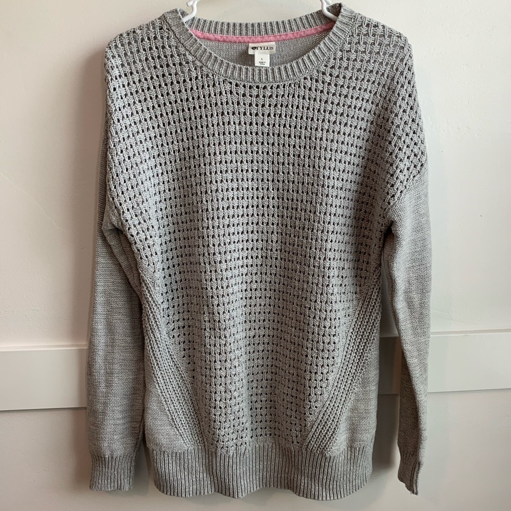 Stylus Gray Knit Crew Neck Sweater